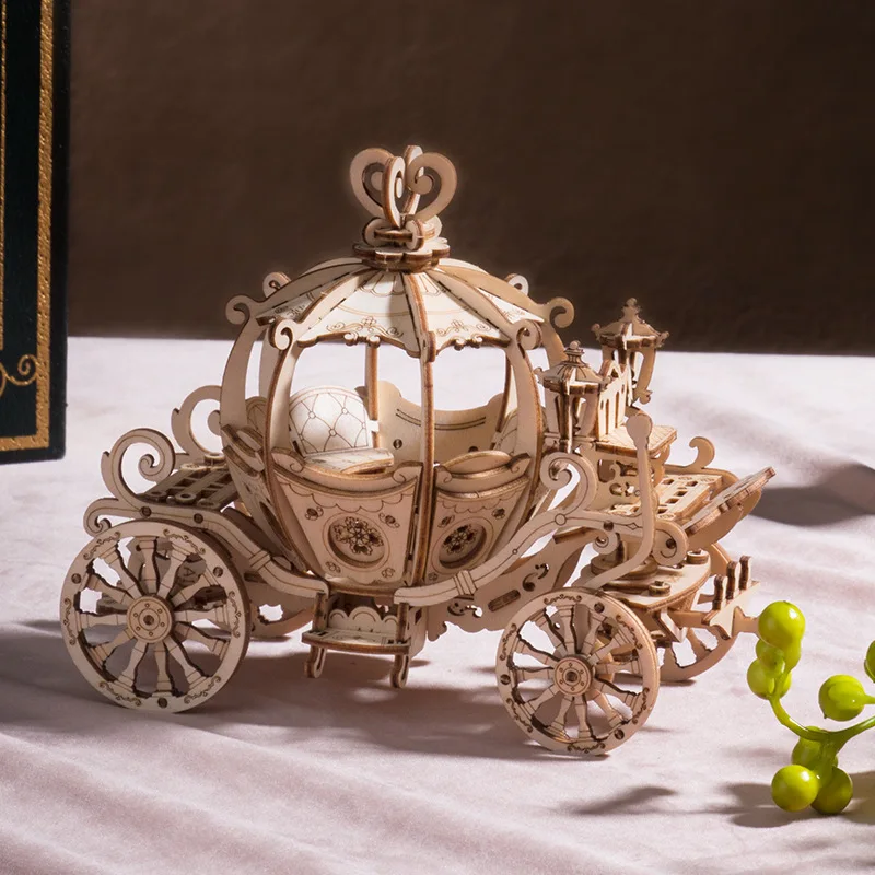 Деревянная 3D модель здания Игрушка Головоломка Тыква карета автомобиль Летающий