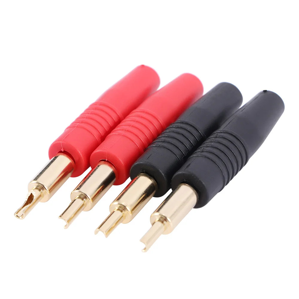 4 шт. Новые мм черные красные вилки Позолоченные Музыкальные динамики кабель