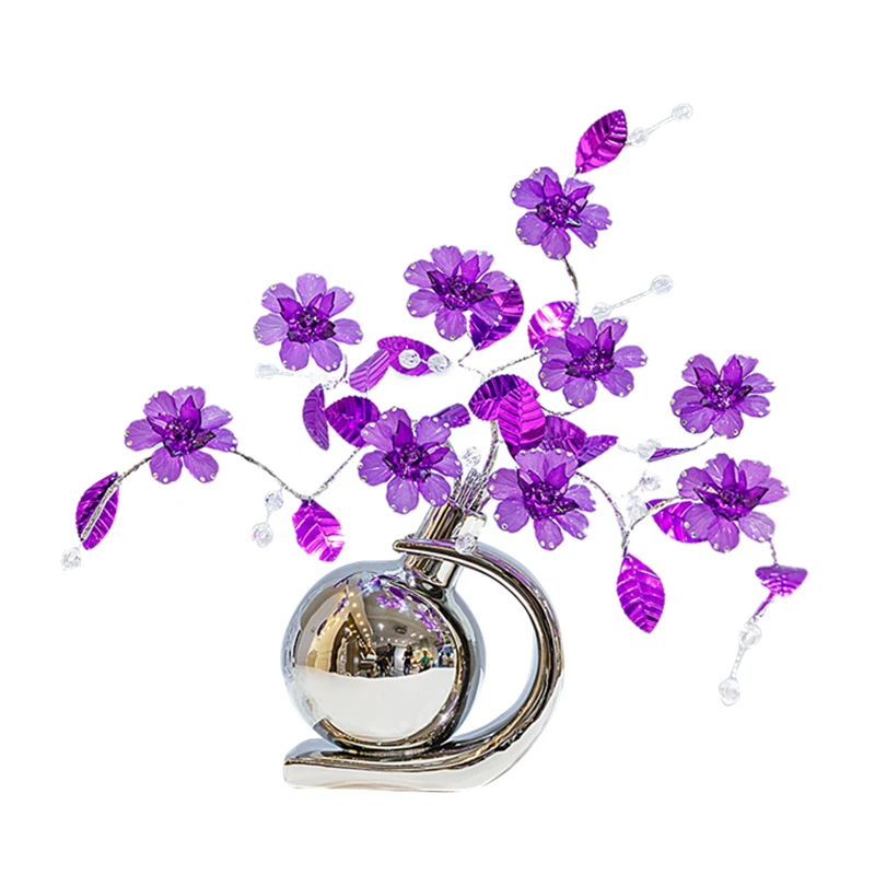 

European Creative Ceramic Brick-Inlaid Crystal Flower Figurines Fashion Home Decoration Crafts Wedding Gifts Ornaments