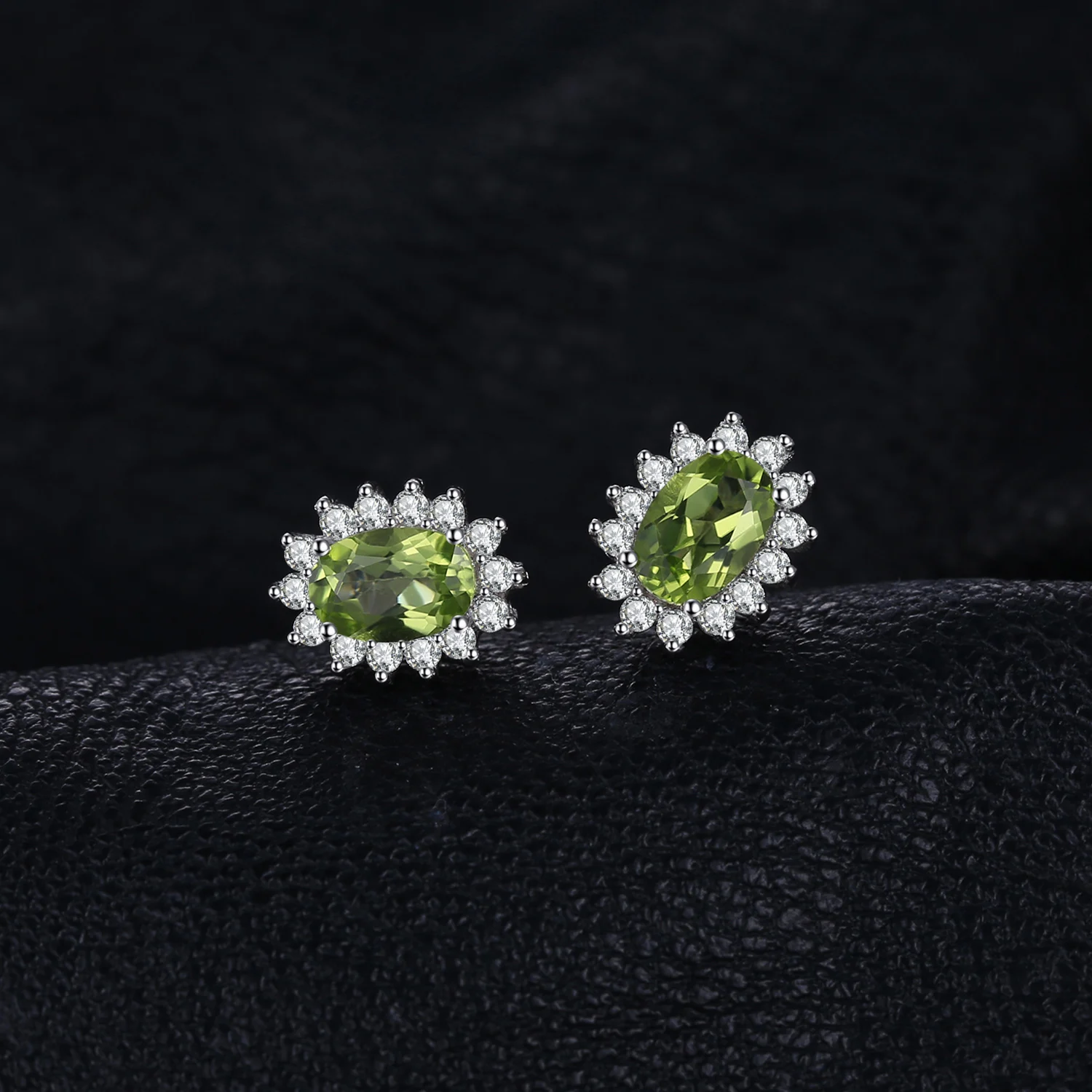 Jewelrypalace Принцесса Диана Уильям Kate 1.2ct Природные Перидот Halo Серьги-гвоздики 925 серебро Красивые ювелирные изделия