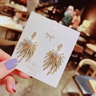 Роскошные брендовые серьги золотого цвета в форме звезды для женщин, новинка 2021, модные геометрические висячие серьги с кристаллами и жемчугом, женские свадебные украшения