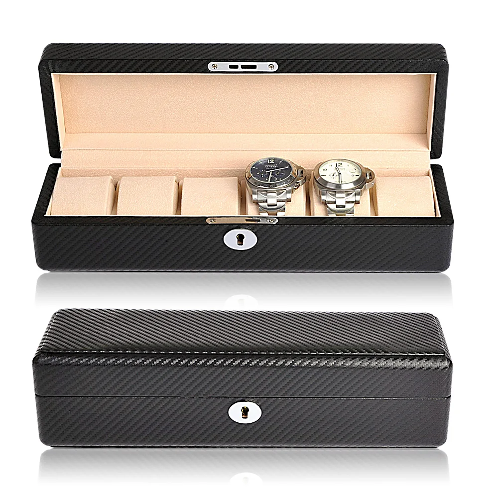 Роскошный кожаный/карбоновый футляр для часов 6/12 шкатулка хранения ювелирных