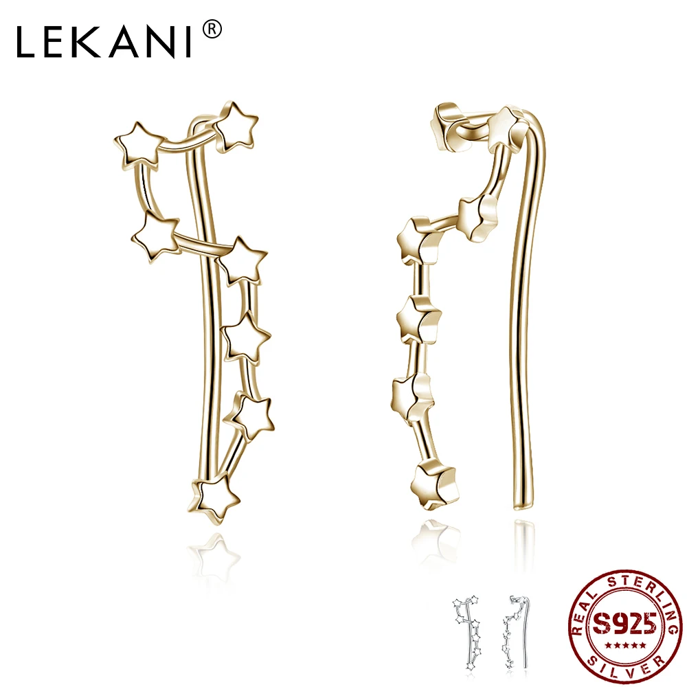 

LEKANI 925 Sterling Silver Jewelry Gold And Platinum Colors Simple Star Classic Earrings For Women Party Fine Jewelry Trend 202