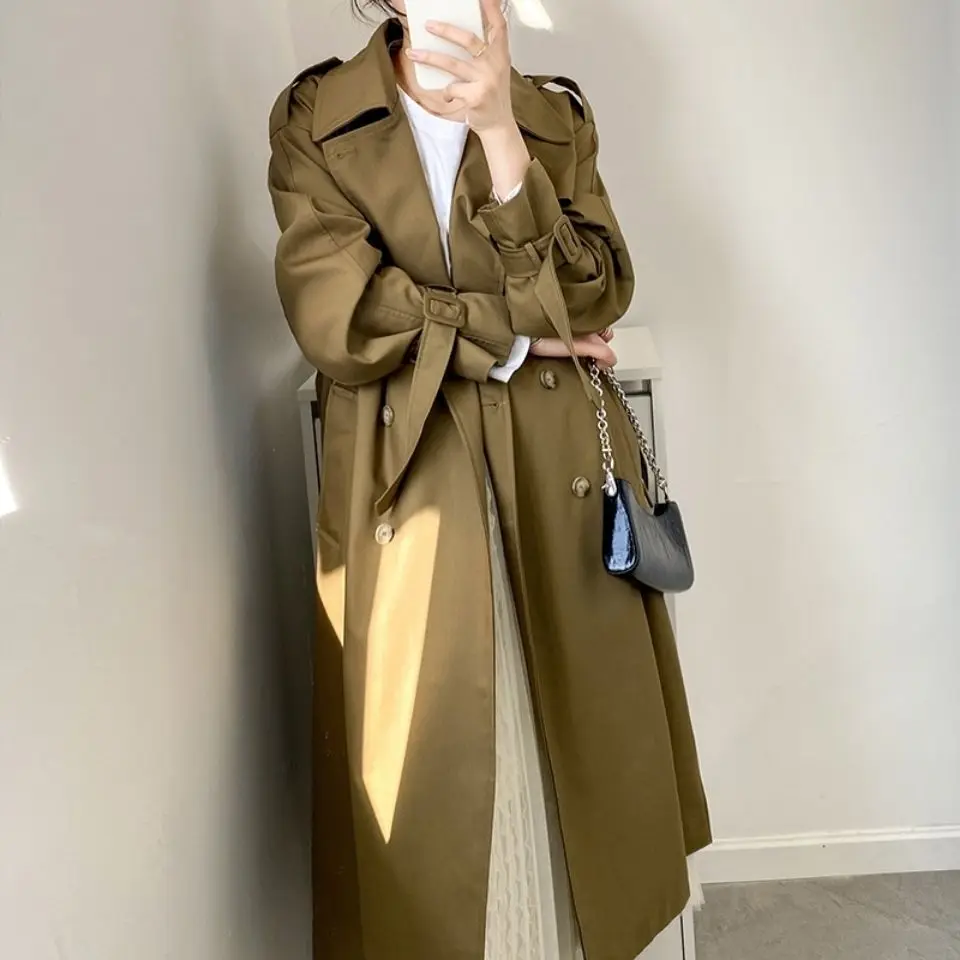 

The 2021 Autumn Windbreaker Women’S medium And Long Korean Edition Urban Leisure Women’S Loose Plus-size Jacket