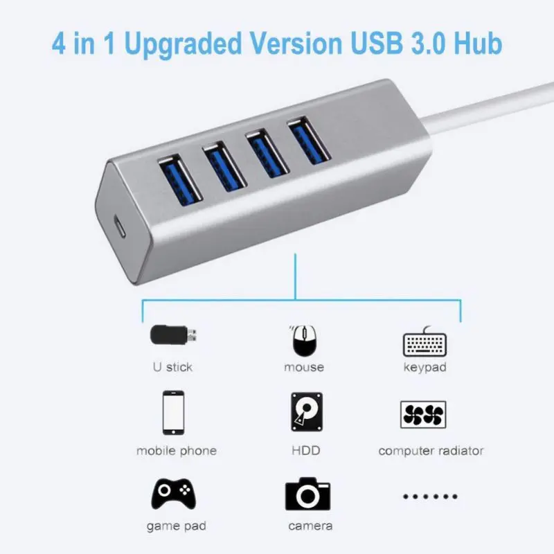 USB 3 0 концентратор 4-Порты и разъёмы алюминий высокой Скорость usb-разветвитель