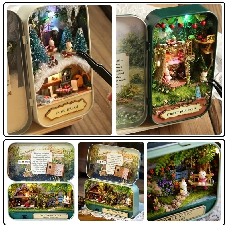 Рождественские подарки 3D деревянная коробка театр ностальгическая тема