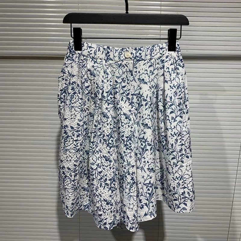

GALCAUR Print Two Piece Set For Women Lapel Collar Long Sleeve Shirts High Waist Loose Mini Skirts Vintage Sets Females Clothing
