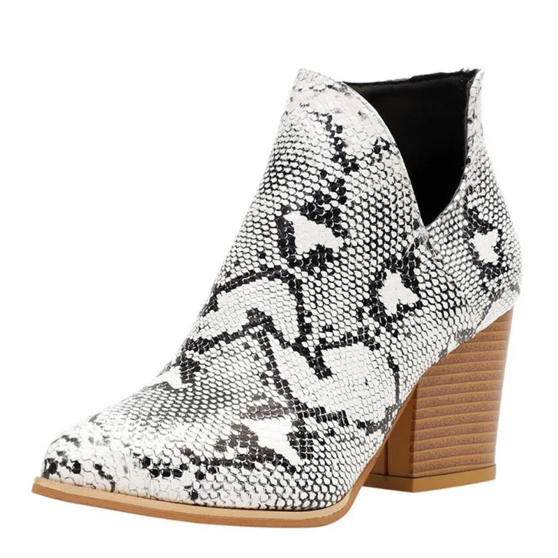 

Women's leather boots Fashion Casual Rome Retro Short ankle boots for women Zipper Square Heels shoes woman chaussures femme