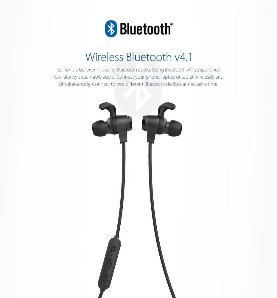 EDIFIER W280BT Беспроводные наушники с шумоподавлением IPX4 Спортивные наушники Bluetooth V4.1 наушники-вкладыши с микрофоном для xiaomi huawei IOS