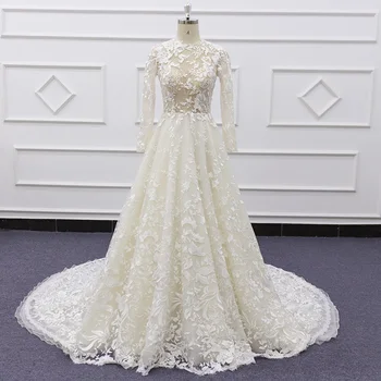 elegant champagne Factory Price 100 % real sample photo Lace boho bohemian wedding dress bridal gown