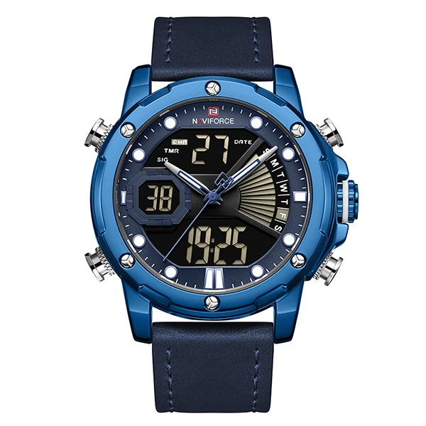 Blue NAVIFORCE часы мужские спортивные кварцевые наручные часы мужские s двойной дисплей аналоговые цифровые часы мужские светящиеся Дата Relogio Masculino - Цвет: Blue