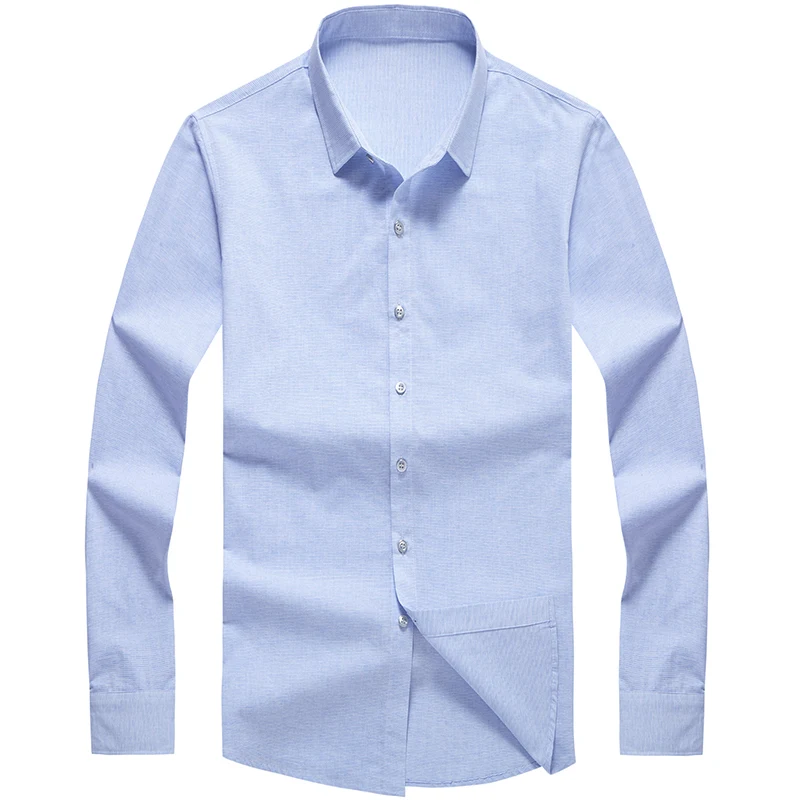 Мужская рубашка с длинным рукавом приталенная весна 2020 новинка сплошной цвет