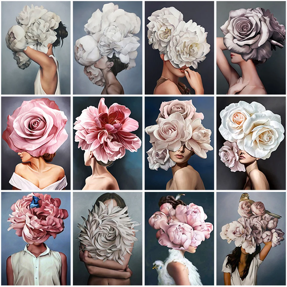 

5D Diamond Painting Flower Girl Full Drill Building Cross Stitch Diamond Embroidery Bead Embroidery Landscape Mosaic Home Decor
