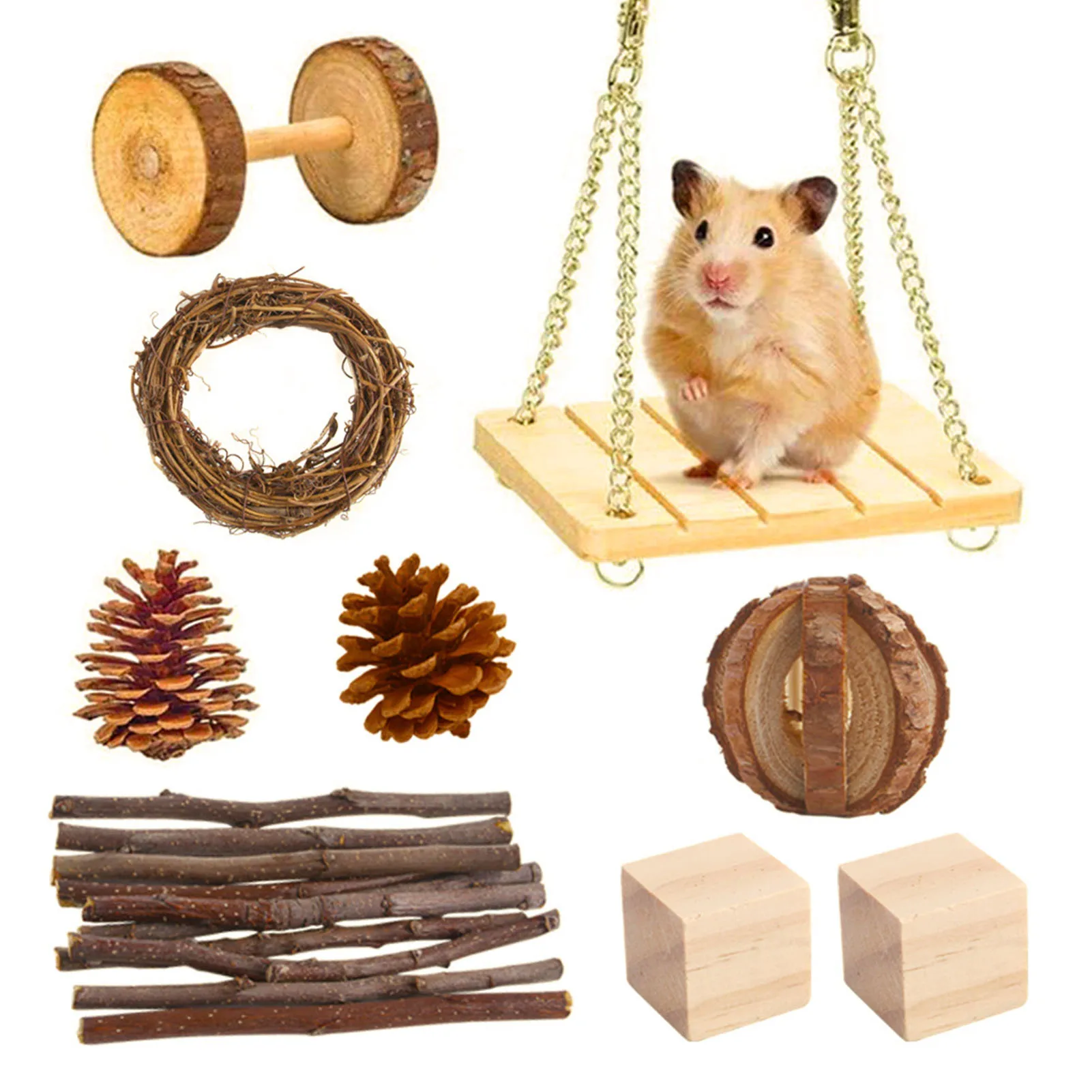 

Hamster Toy Set Guinea Pig Exercise And Teeth Care Toys For Birds Guinea Pig Hamster Rabbit Pet Toy 2021 New