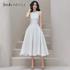 Женское вечернее длинное платье TWOTWINSTYLE, белое лоскутное платье без рукавов с круглым вырезом и высокой талией, 2021