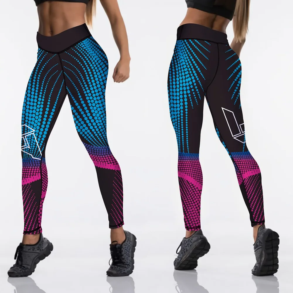 

12%spandex Sexy High Waist Elasticity Women Digital Printed Leggings Push Up Strength Pants