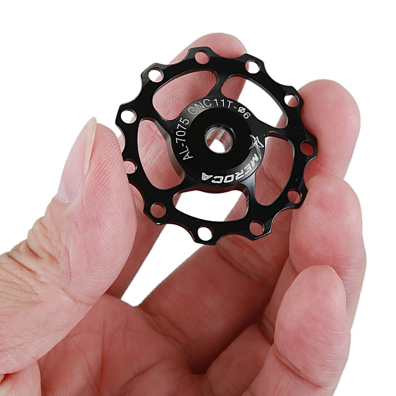 

MEROCA 2 Pcs MTB Road Bike Rear Derailleur 11/13T Guide for 8.9.10.11 Speed Cycling Alloy/Metal Pulley Bearing Wheel 1Pcs 11T Bl