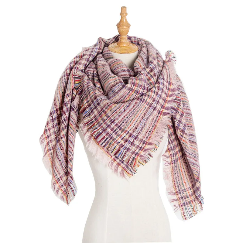 Новинка 2019 весенне-зимний треугольный шарф для женщин клетчатые теплые