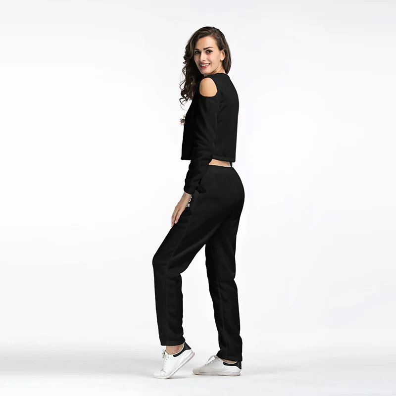 

2019 Women Sports Suit Trousers Two-piece Suit Printed Embroidery Casual Sweater Women's Clothing S-XXL