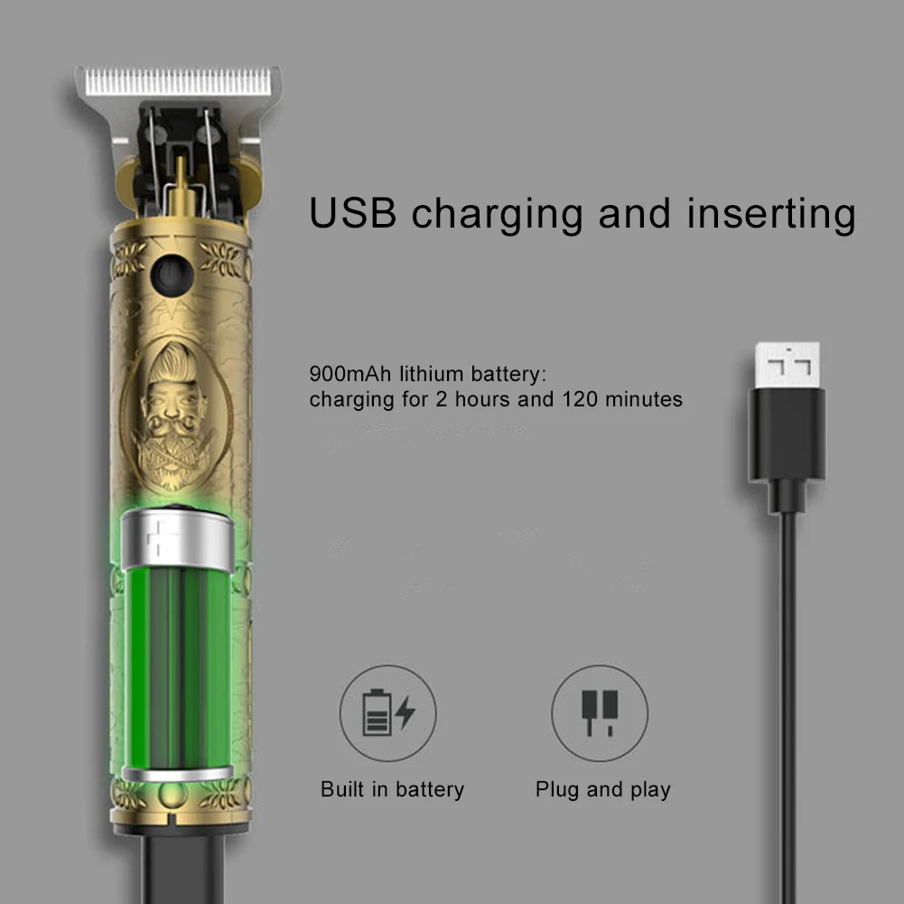 Светодиодный перезаряжаемый портативный триммер для стрижки волос в стиле ретро