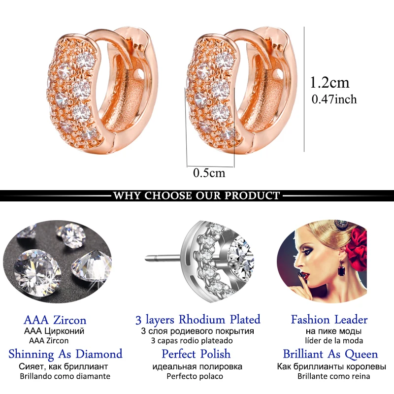 

Luxury Women Small Hoop Earrings with CZ Zirconia Female Hoops Accessories High Quality Fashion Jewelry
