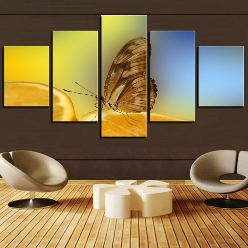 

5 Pieces Butterfly Canvas Animal Posters Insect For Home Room Decor Furniture Improvement Artwork Framework Modular