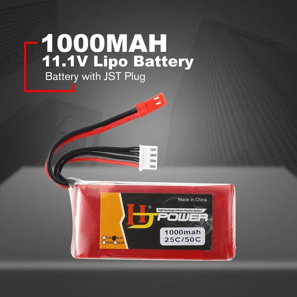 HJ 11,1 V 1000MAH 25C 3S Lipo аккумулятор JST разъем Перезаряжаемый для RC гоночный Дрон вертолет модель автомобиля лодки