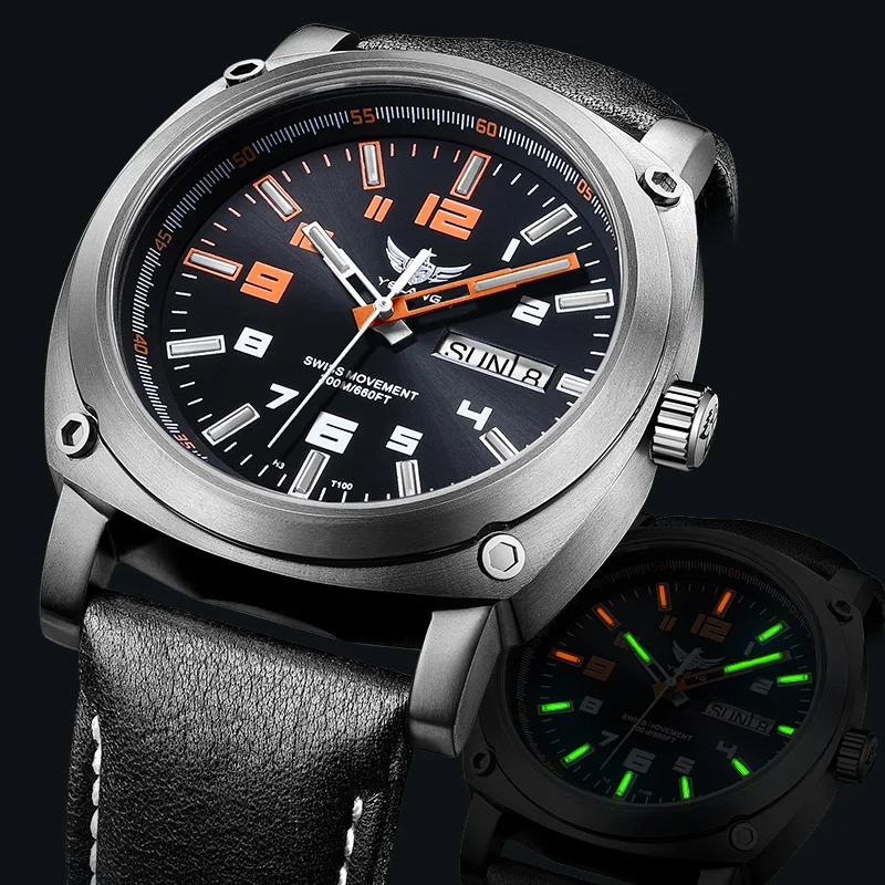 Титановые часы для мужчин мужские с Тритием Yelang спортивные автоматические