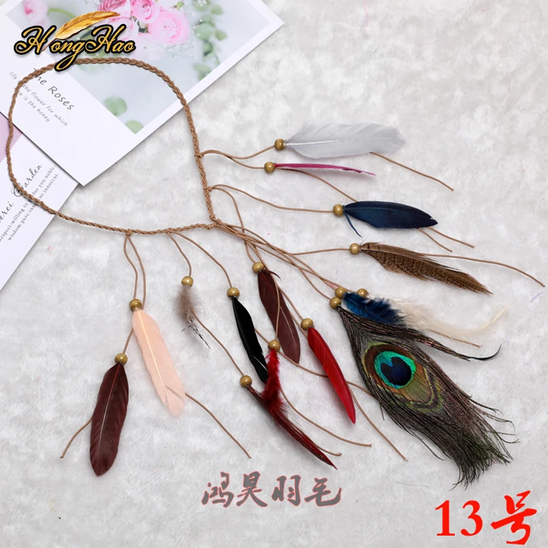 Богемный повязка на голову в стиле хиппи Ловец снов перья головной убор модное