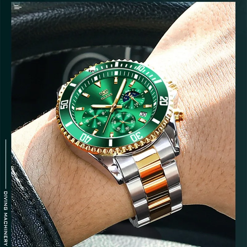 

Men's Watch 30m Waterproof Date Clock Male Sports Watches Men's Quartz Business Casual Green Water Ghost Series Watches