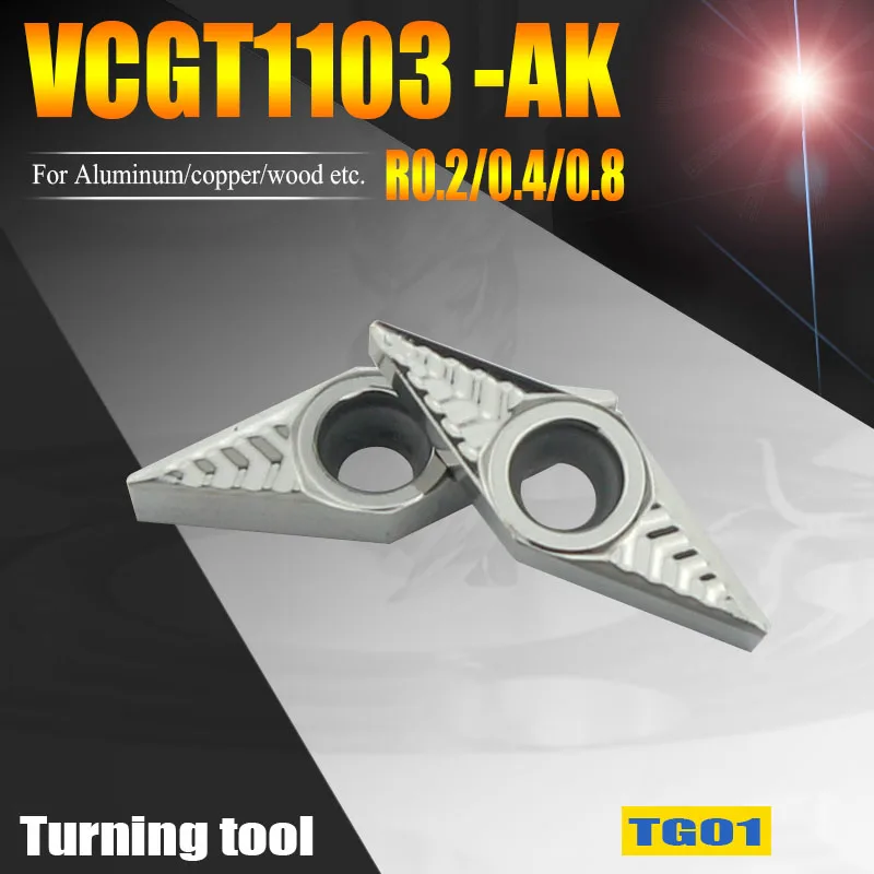 

35 Degree Cutting 10pcs VCGT110302 Lathe Turning Tools Hard Alloy Carbide Inserts VCGT110304 for Aluminum, Copper, Wood-working