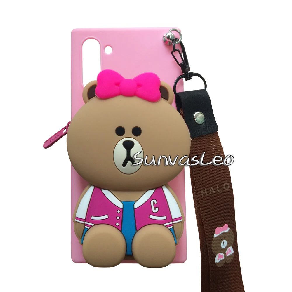 Bow Bear Для samsung Galaxy J4 J6/Plus J8 Note8 Note9 Note10 Pro 3D Кошелек Мягкий силиконовый чехол с мультяшным животным для телефона - Цвет: Bow Bear