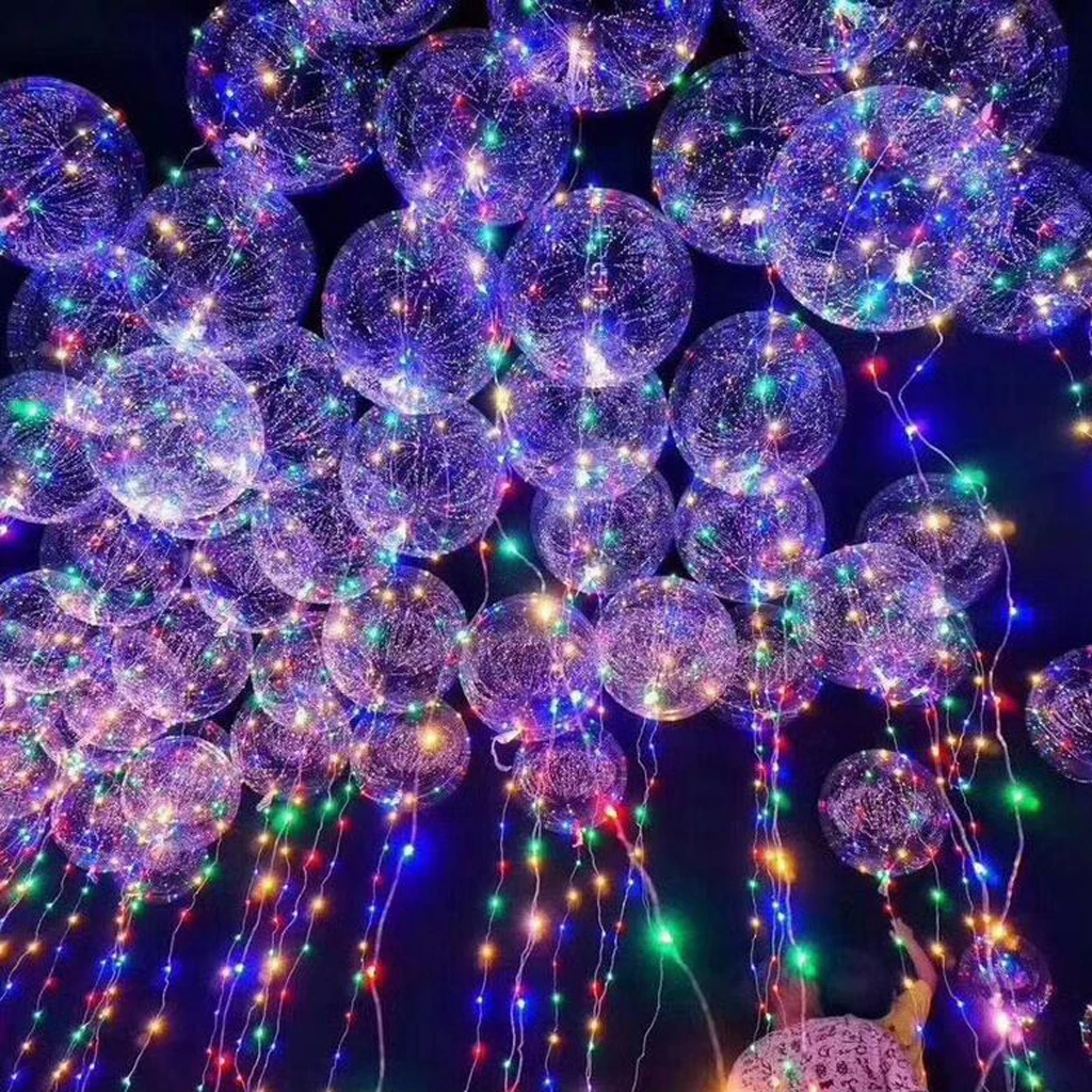 Large LED Round Clear Bubble Transparent Light Up Party Bobo Balloons 18'' | Дом и сад