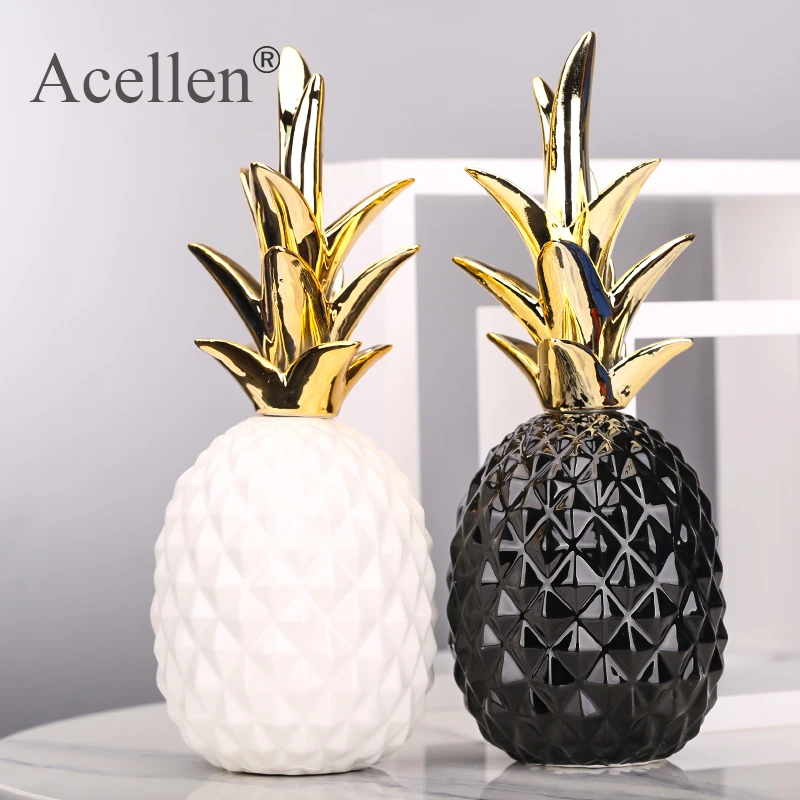 Керамическая фигурка ананаса в форме золотого и черного миниатюрные поделки