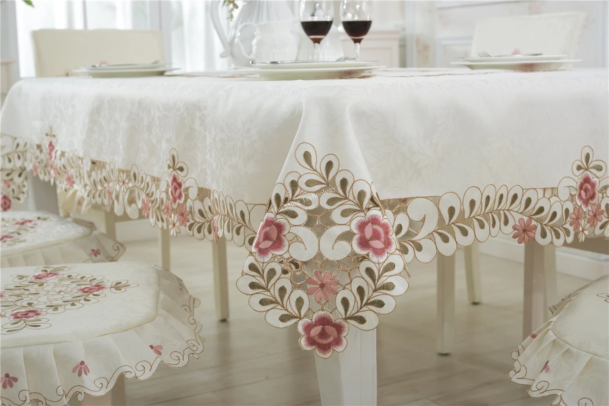 Пасторальная вышитая скатерть ткань простая современная кружевная круглая для