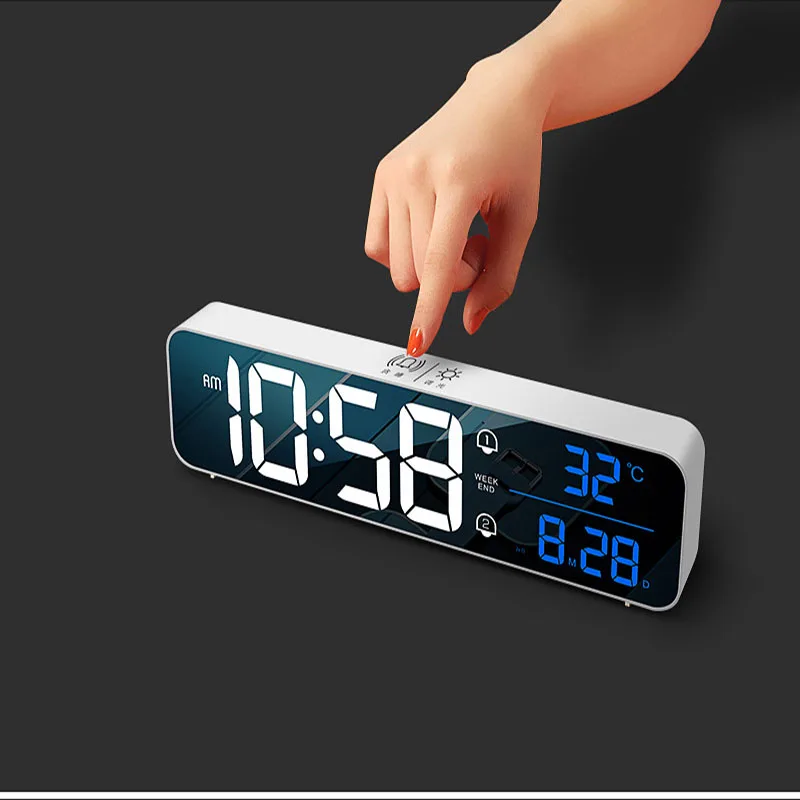 

LED Digital Alarm Clocks Musical Alarm Clock Digital Clock Voice Control Temperature Display Reloj Despertador Numbers With