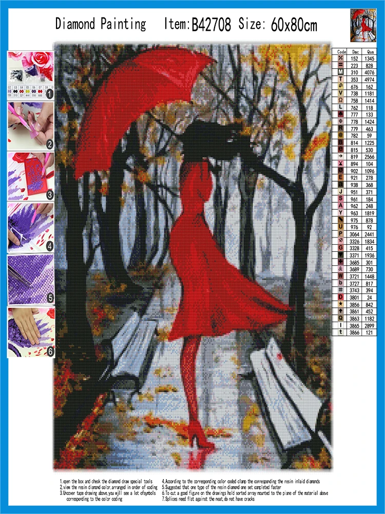 Meian Women Rain full square diamond 5D DIY Diamond art 3D painting Kit cross stitch mosaic photo home decor | Дом и сад