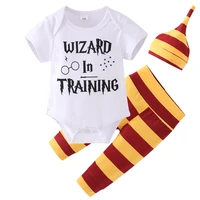 3 pieces infant baby clothing sets 2021new summer wizard in training topspantshat newborn baby boy clothes outfits
