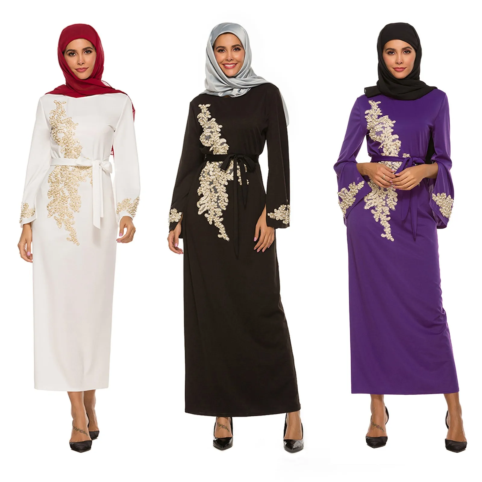 

Abaya Women Ramadan Kaftan Embroidered Pretty Abaya Dubai Evening Gown Muslim Maxi Dress Robe Longue Femme Musulmane Eid Mubarak