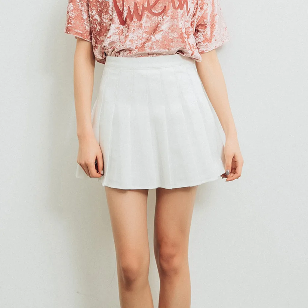 

Women's Fashion High Waist Pleated Skirt Slim Waist Casual Tennis Skirt Skirt Women Cute Sweet Girls Dance Skirt Skirt#e