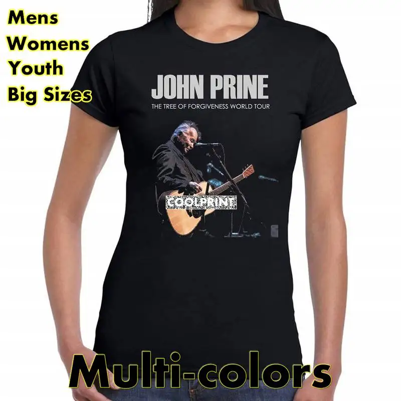

John Prine Tour 2019 7 Women Tee Shirt Black T Shirts Oversized Mens Fashion Originality Graphic Shirts