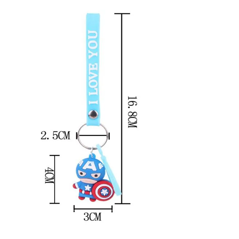 Comic Anime Superman Batman Captain America Iron Man Deadpool Cosplay Keychain Pendant Accessories Rubber Gift
