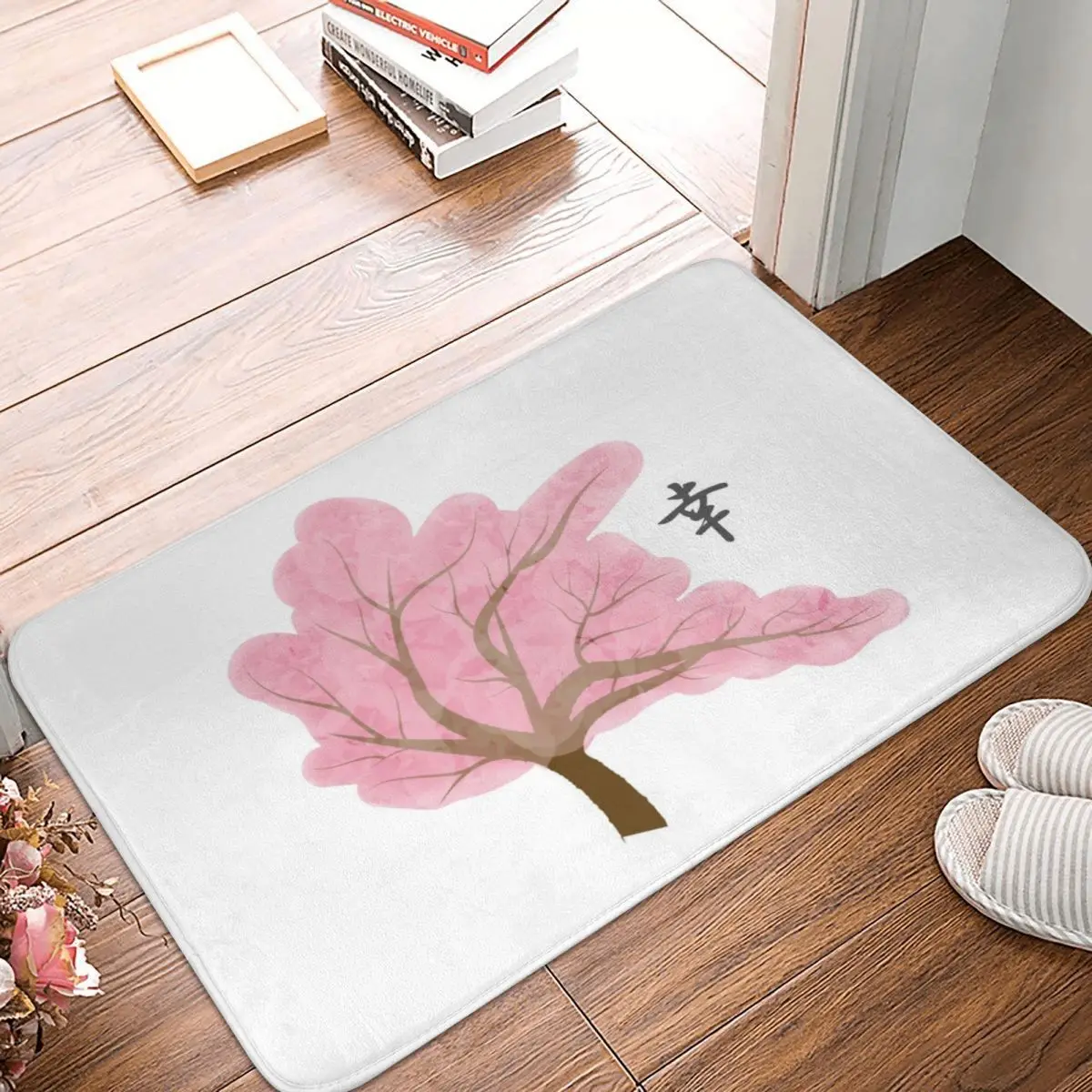 

Japanese Cherry Blossom Doormat Carpet Mat Rug Polyester PVC Non-Slip Floor Decor Bath Bathroom Kitchen Balcony 40*60