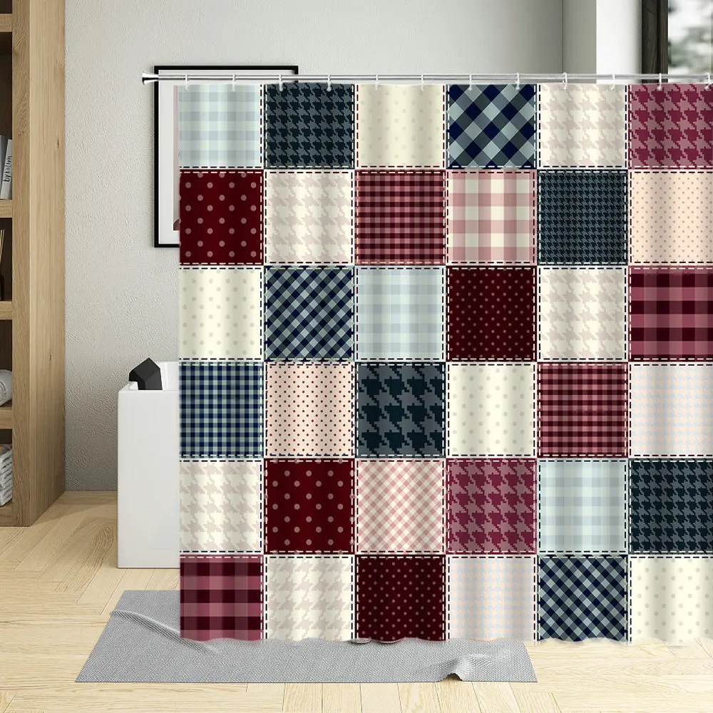 

Geometry Pattern Modern Lattice Shower Curtain Simple Art Decorative Cloth Bathroom Home With Hook Washable Waterproof Fabric