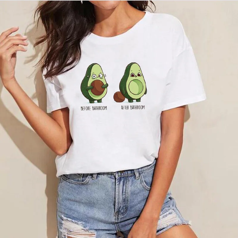 Авокадо Футболка женская веганская Корейская Kawaii футболка женская s маленькая свежая повседневная одежда с принтом авокадо футболка Топы Camiseta - Цвет: 11