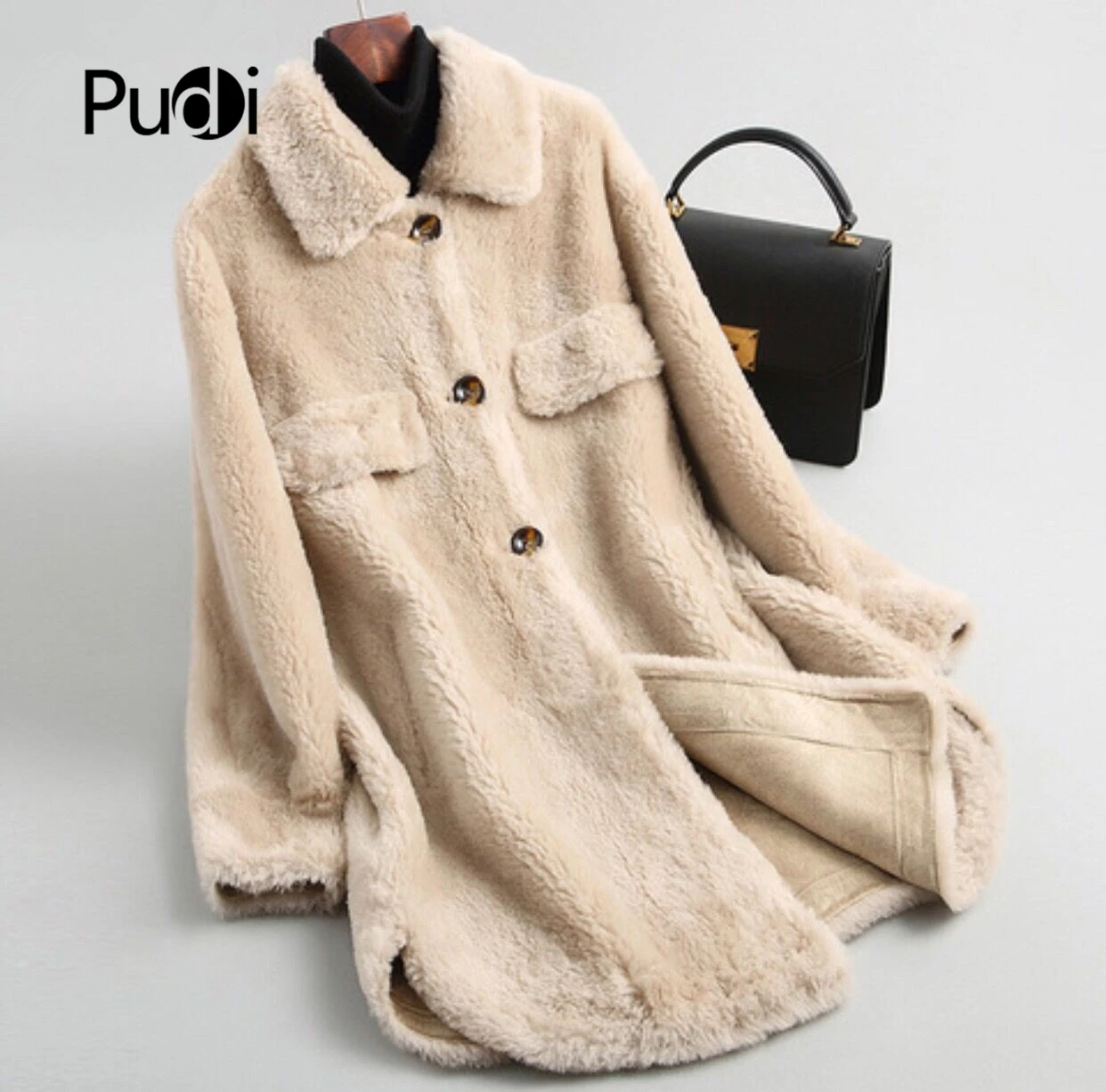 Женское длинное пальто из овечьей шерсти длинная парка верхняя одежда A19002 |