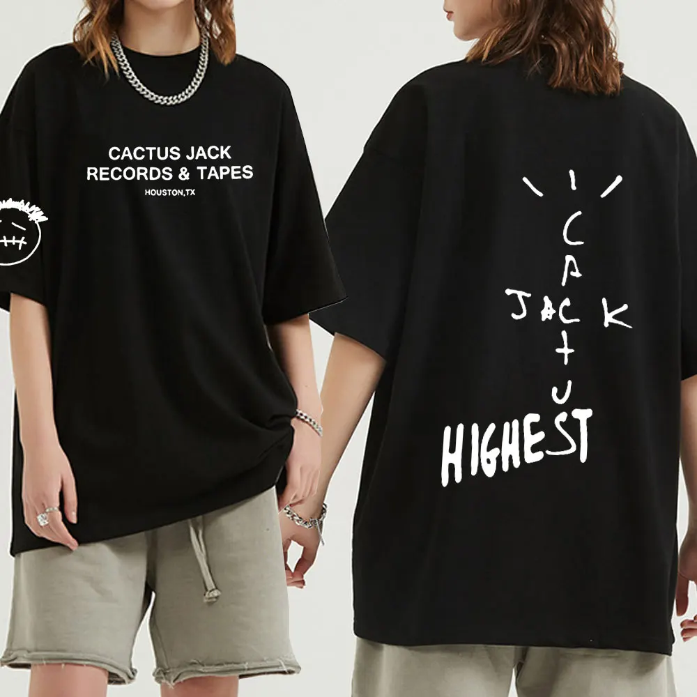 

100% Cotton Summer Cactus Jack Men Women High Quality Vintage Streetwear Swag Tops Tee Travis Scott ASTROWORLD Hip Hop T-shirt