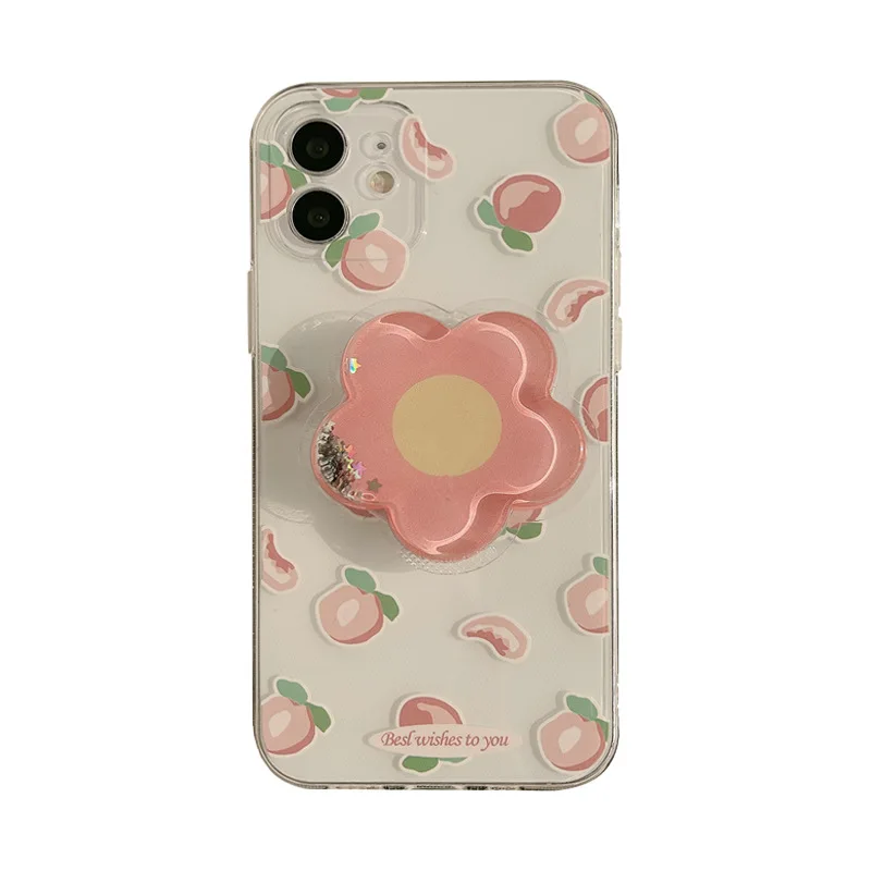 

Summer peach 12 Apple mobile phone case iphone12pro fresh 11 protective cover with bracket 8 suitable for xs max