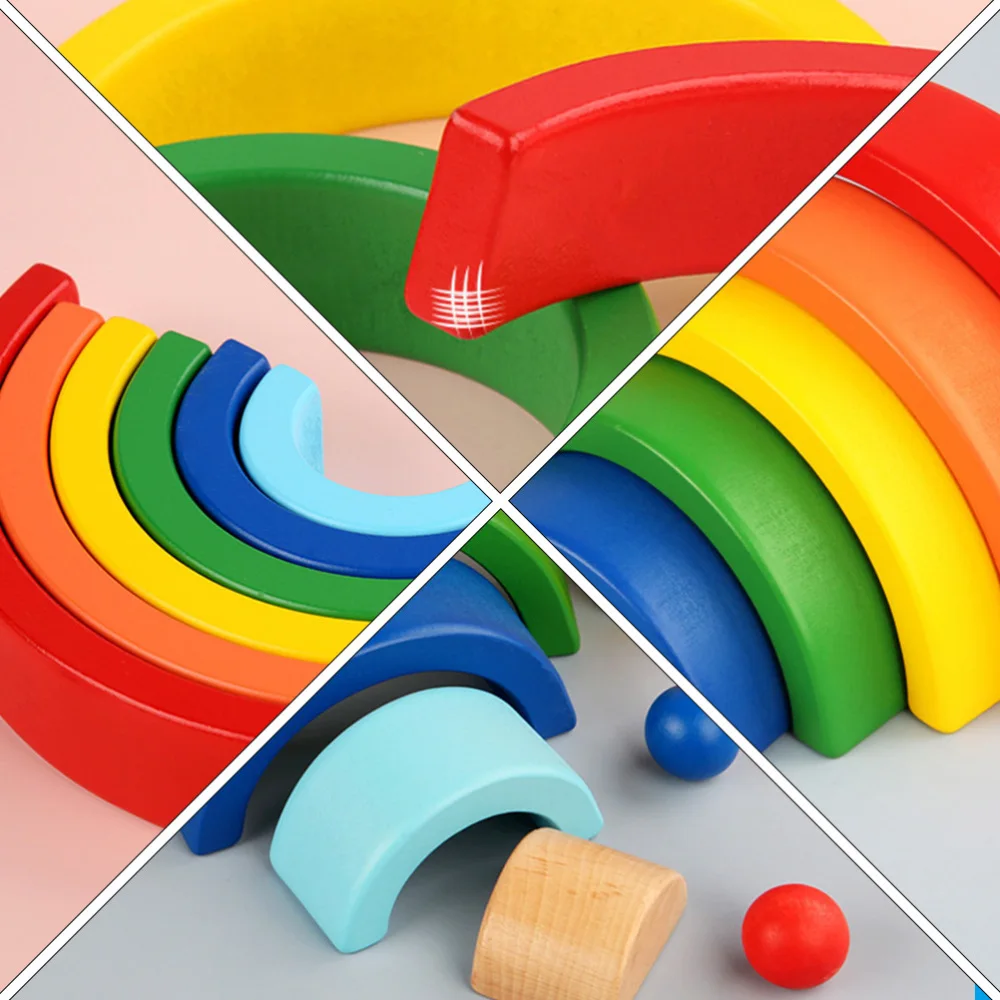 1 шт. Радуга Штабелер блоки деревянные укладки игрушка творческий укладчик