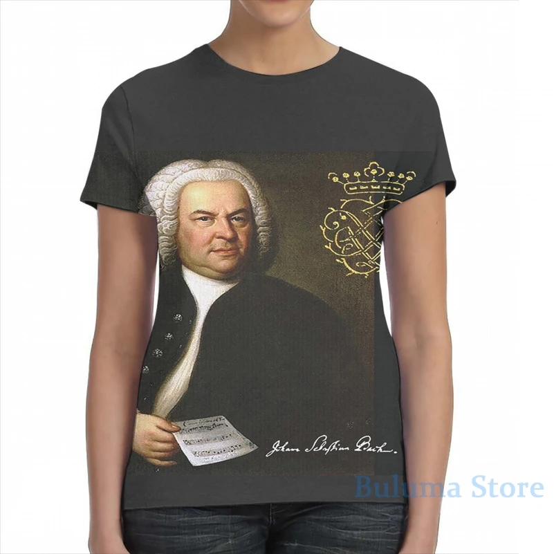 Футболка Bach с монограммой для мужчин и женщин модная тенниска со сплошным